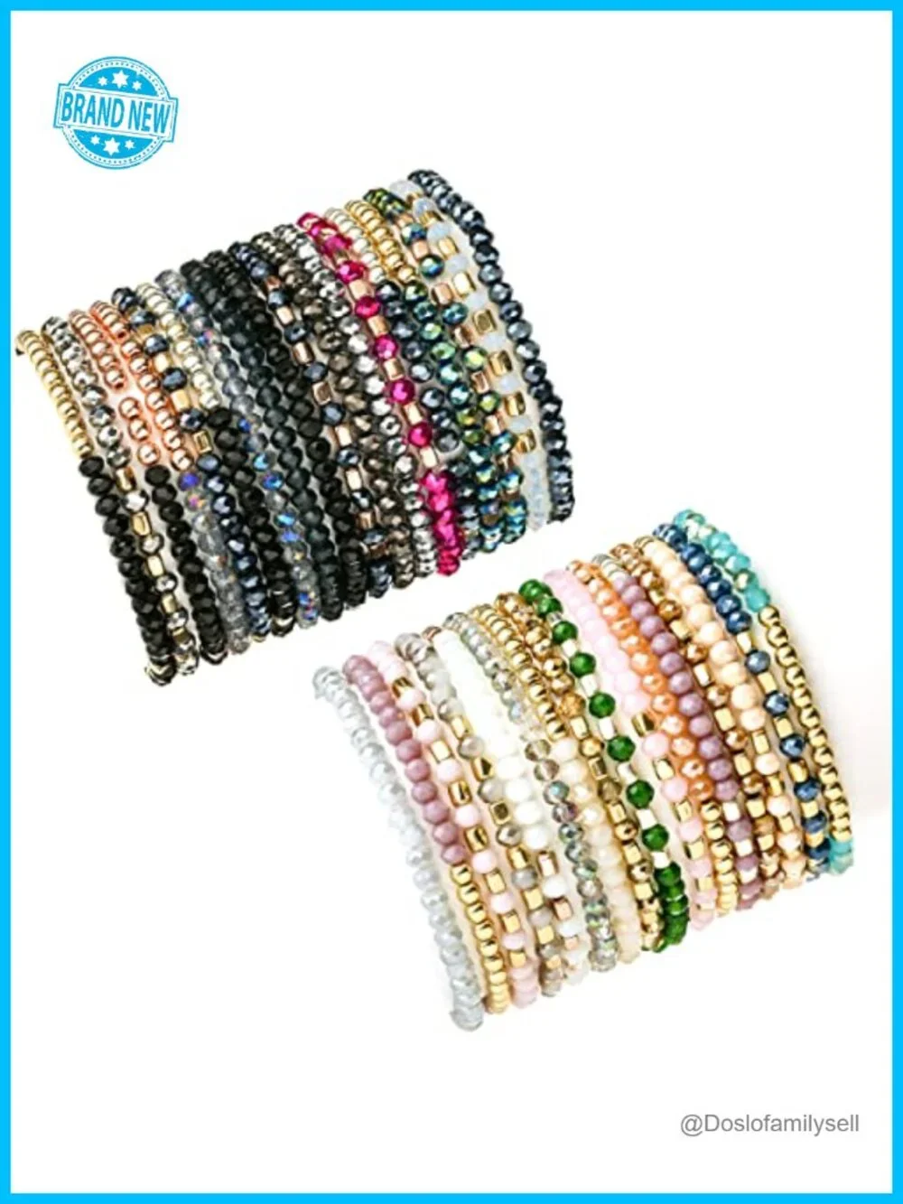 35Pcs Boho Beaded Bracelets Set Stackable Stretch Crystal Glass Bracelets